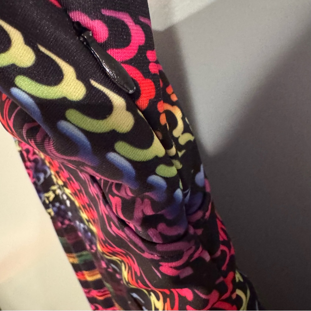 Vintage Y2K Rainbow Geometric Body-con Dress Hippie Fest Women S Club Sexy 90s - Picture 14 of 16